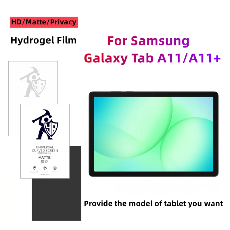 Matte Hydrogel Film For Samsung Galaxy Tab A11 Tab A11+ Optional HD/Privacy Anti Spy Full Cover Soft Tablet Screen Protector