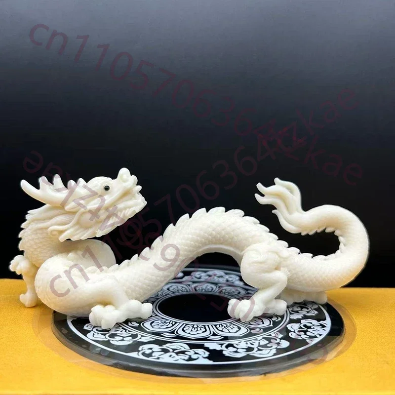Little White Dragon Mascot Sculptures And Figurines， Chinese Mythical Beasts Home, Study, Office Wealth Luck Feng Shui Decor