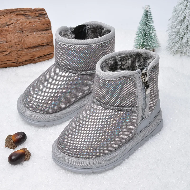 موضة تنوعا الفتيات أحذية 2025 شتاء جديد البند الاطفال الثلوج الأحذية لينة سوليد الفتيات حذاء من الجلد غير رسمي المضادة للانزلاق الأولاد التمهيد