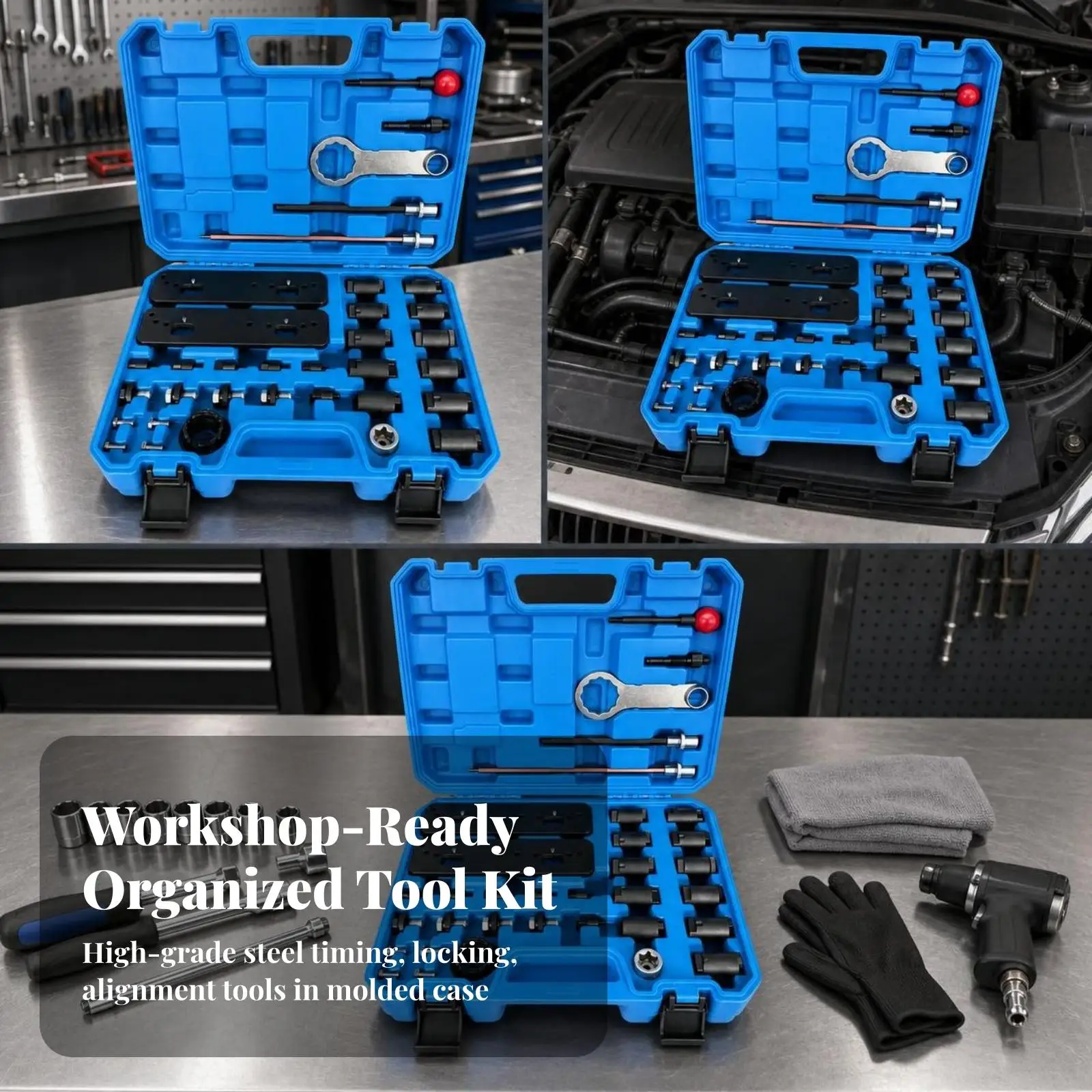 Automotive Timing Tool Kit with Storage Container Reliable for Garage, Mechanics