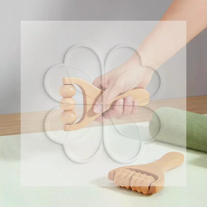 Wooden Massager Roller Smooth Manual Relaxation Tool for Face Neck Back Arms Full Body Self Massage Use