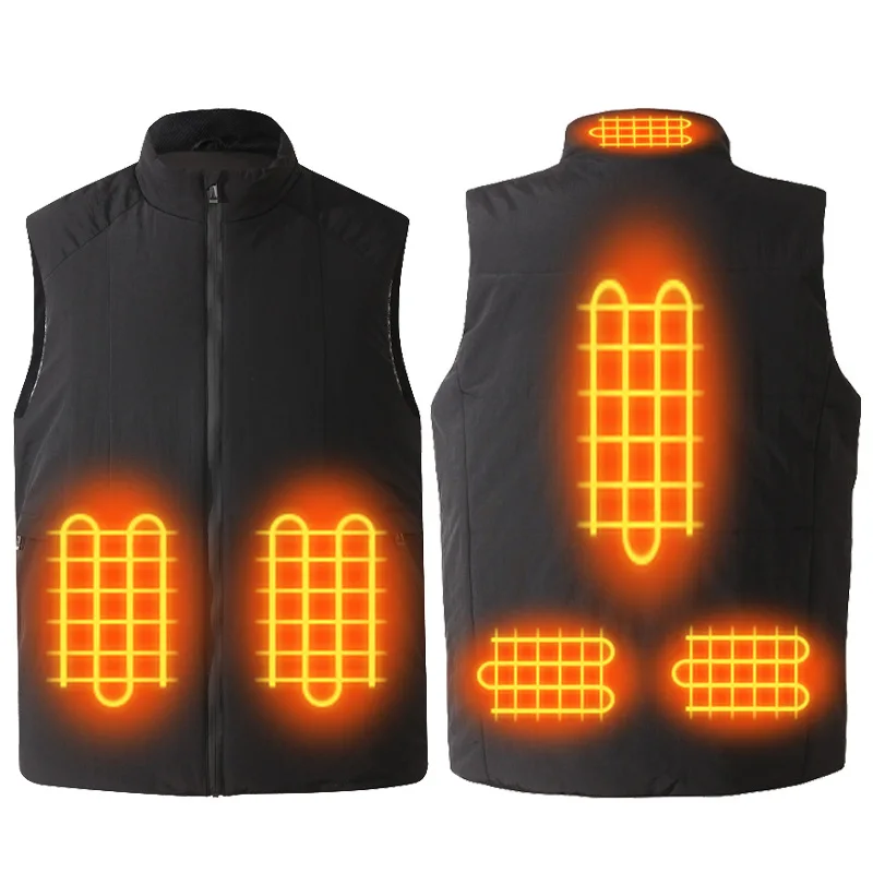 Unisex USB Heated Vest Loose Padded Cotton Waistcoat Washable Winter Casual Outdoor Sport Thermal Heating Vest for Men Women
