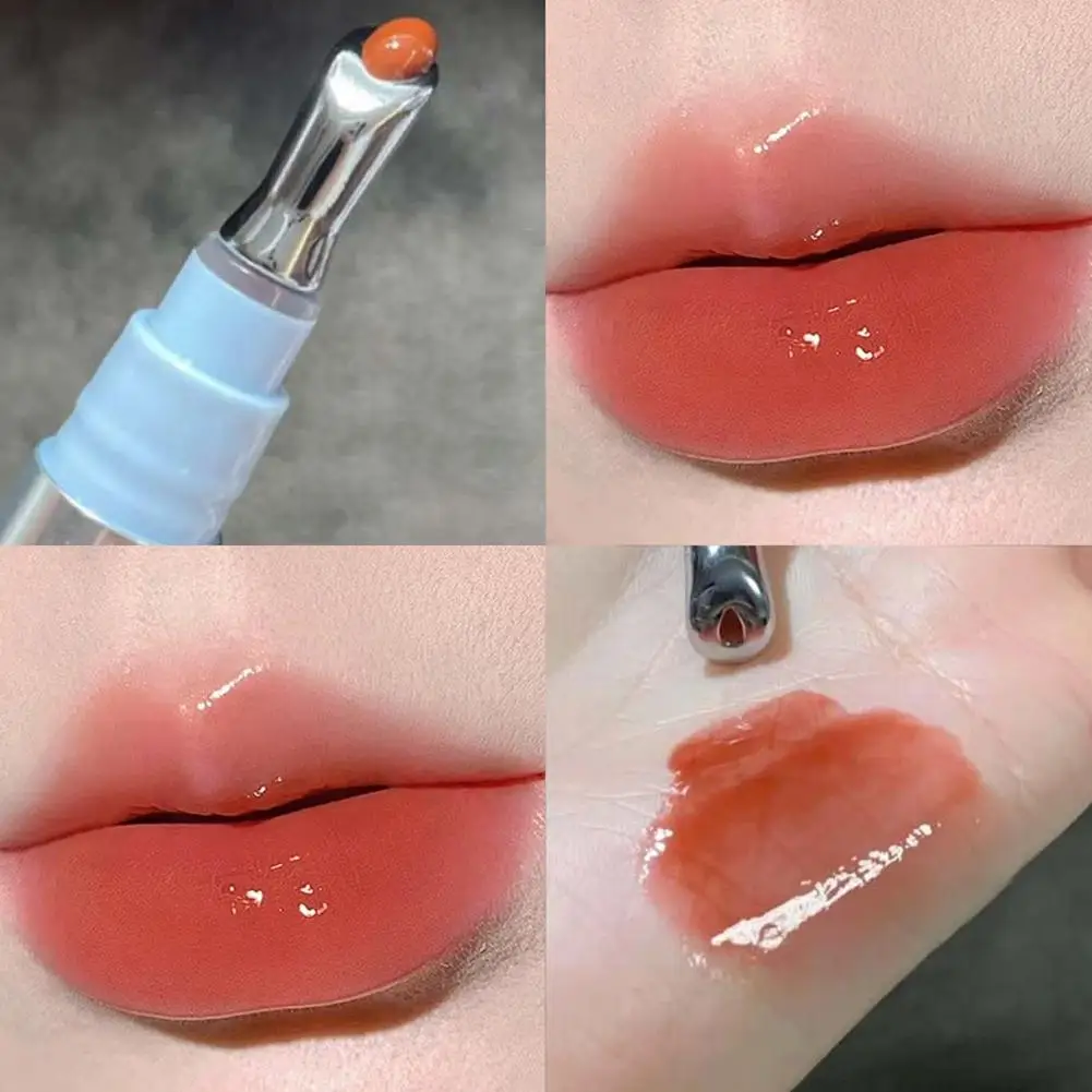 Brilho labial hidratante gelatinoso, brilho labial hidratante com brilho brilhante, bálsamo labial colorido nutritivo, óleo brilhante brilhante