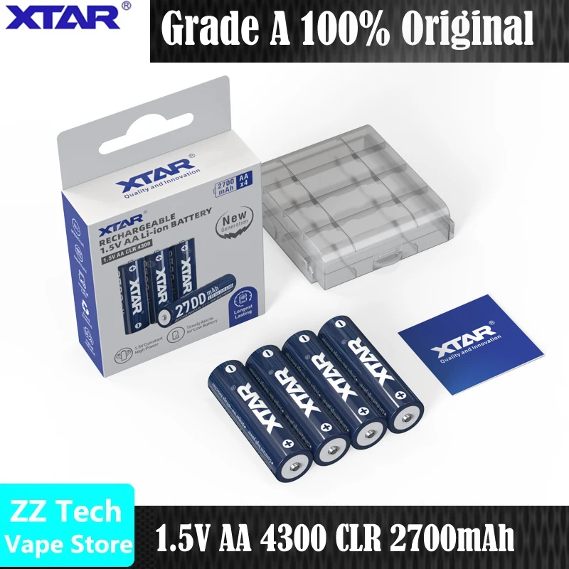 4-16 batteries Li-ion rechargeables originales XTAR 1,5 V AA 4300 CLR 2700 mAh 4300 mWh, décharge maximale 2,5 A, durée de vie de la cellule 1200 cycles