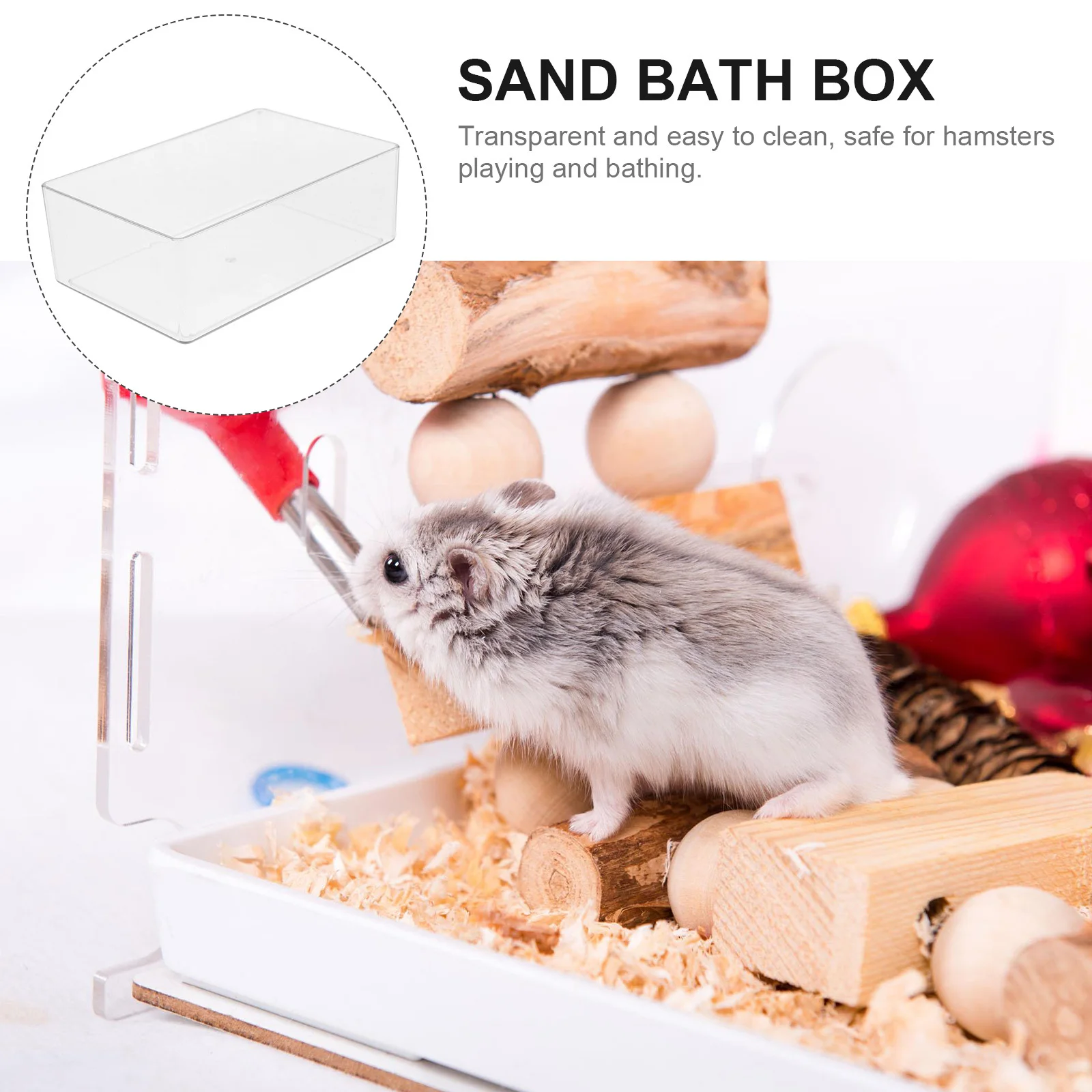 

Small Hamster Sand Bath Box Transparent Bathtub Household Small Pet Bathroom Accessory Durable Wear-Resistant Lightweight