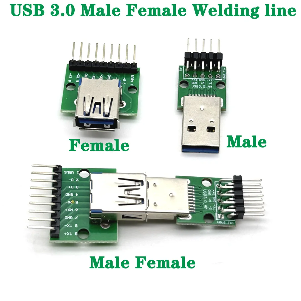 Data Charging Cable Jack Test Board with Pin Header 90 Degree Micro Mini USB Type C 9Pin 10Pin USB 3.0 Female Male connector