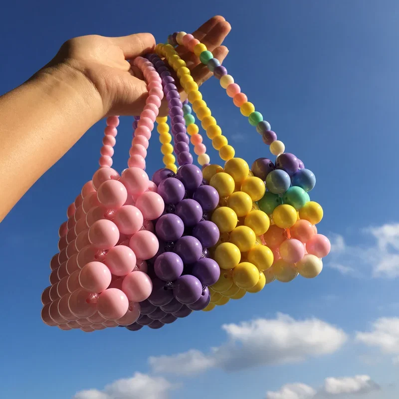 Cute Multicolor Pearl Mini Purse New In Handbag Girls Fashion Simple Homemade Hand Woven Beaded Bags for Women Sac A Main Femme