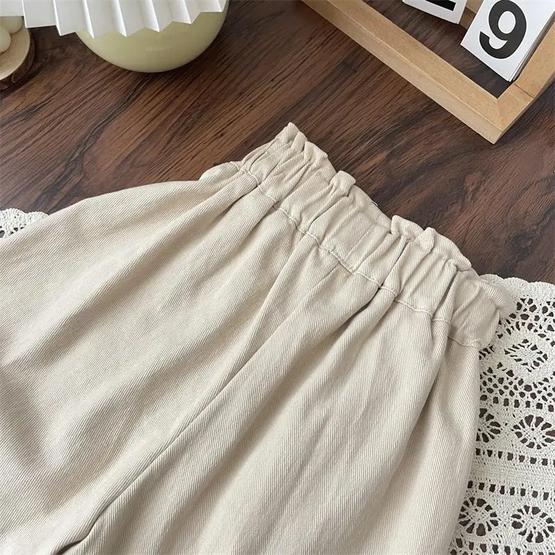 Spring and Autumn Girls' Clothing Casual Pants Children's Personality Korean Flower Embroidery Fashionable Haren Pants
