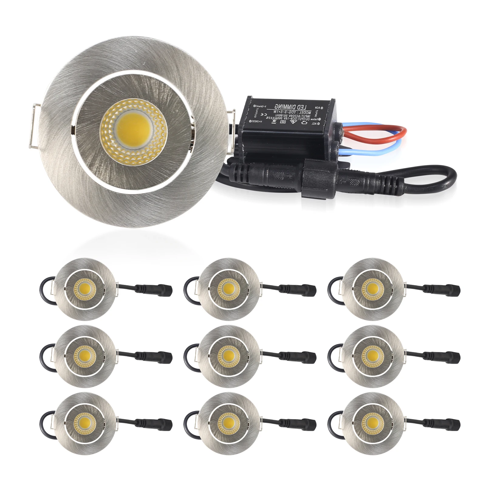10pcs 3W IP65 Recessed Light Mini Led Downlight Water Proof Dimmable Spotlight Room Decor 52mm Built Ceiling Spot Circular Lamp