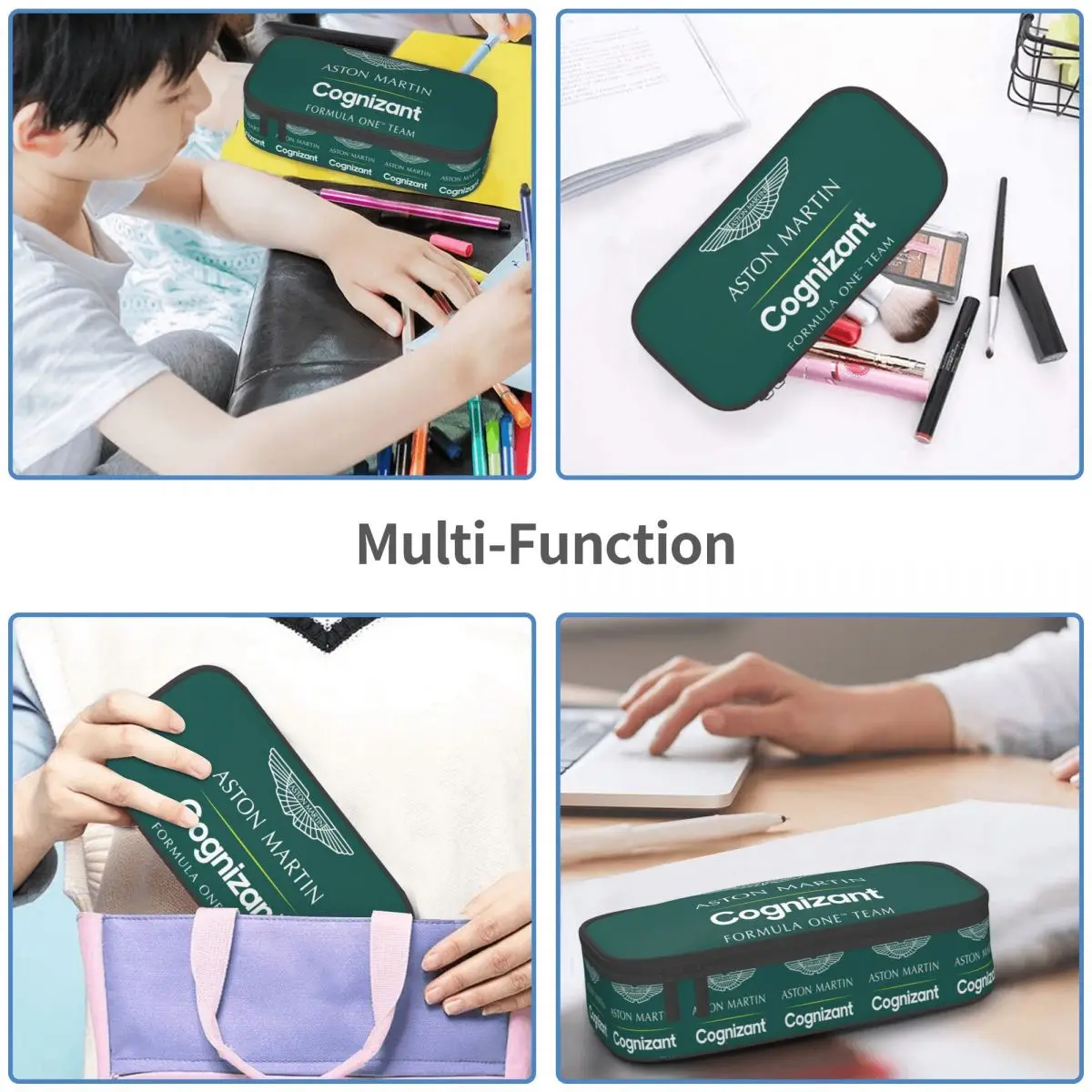 مقلمة فريق Aston Martin Cognizant F1 لـ Studen School Pen Box حقيبة أقلام رصاص لوازم مكتبية حقيبة حامل قلم