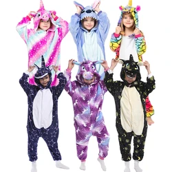 children unicorn pajamas kids stitch pijamas boys animal jumpsuits baby girls flannel kigurumi onesies for winter