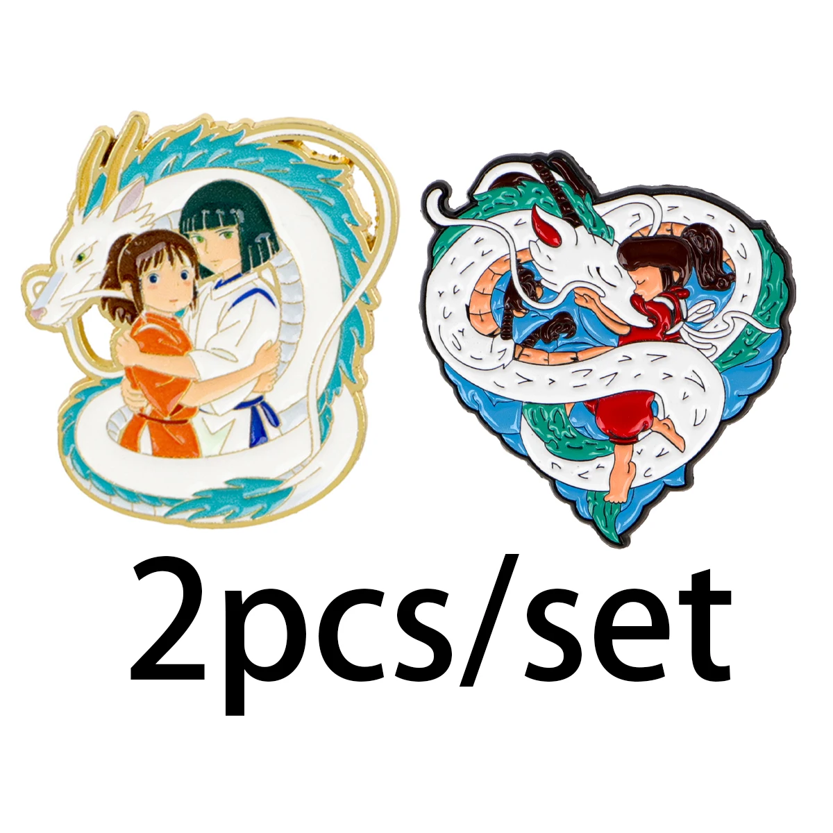 2pcs Cool Dragon Enamel Pin Set Cartoon Anime Brooch For Coat Women's Brooches Fashion Lapel Badges Jewelry Gift for Friends