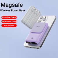 Magsafe Power Bank 20000mAh 22.5W 15W Fast Charging Wireless Charger Powerbank Built in Cables External Battery Pack Poverbank