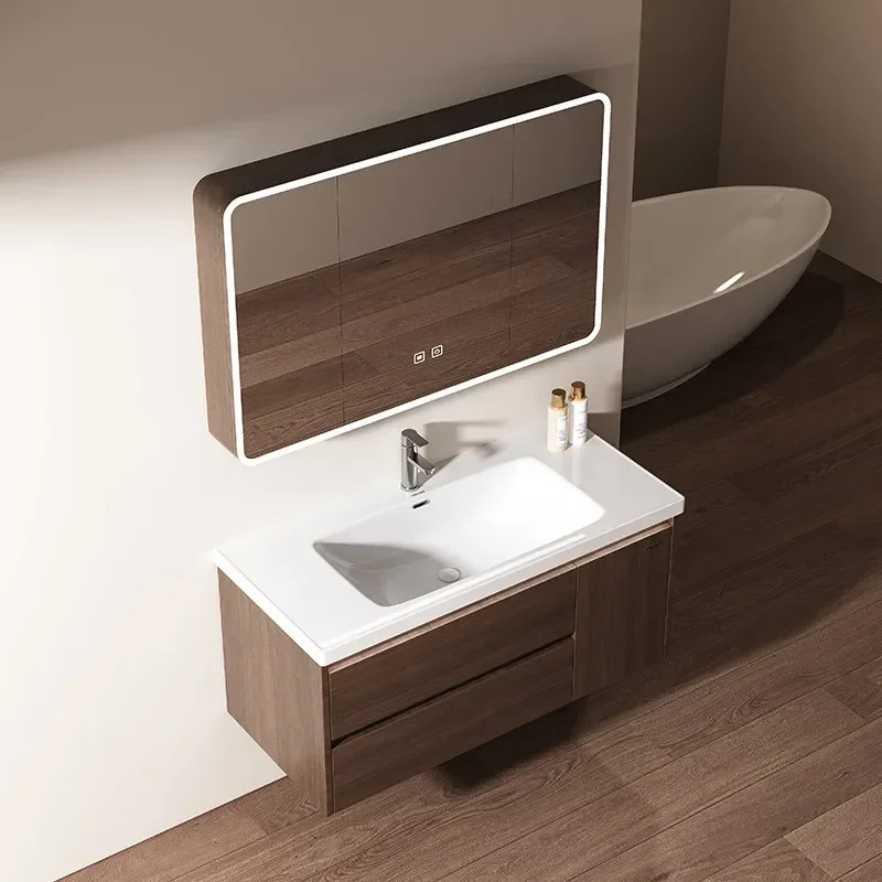 Furniture Home Modern Combination Bathroom Cabinet Ceramic Integrated Basin Bathroom Wash Basin Organizer Closet Cabinets Hotel