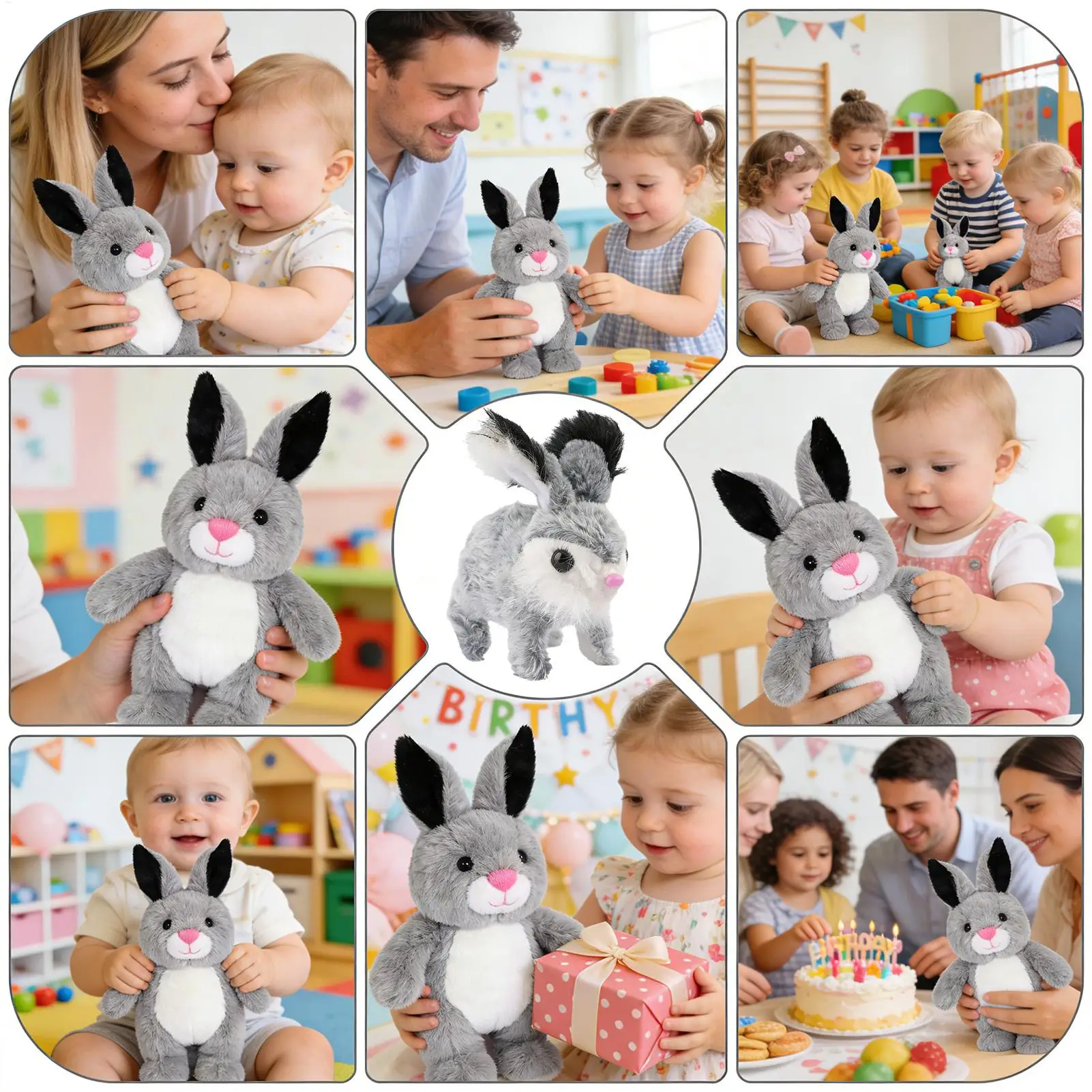 ของเล่นกระต่ายกระโดดได้ น่ารัก มีเสียง ของเล่นสัตว์เหมือนจริง ของเล่นกระต่ายไฟฟ้า เหมาะเป็นของขวัญวันอีสเตอร์สำหรับเด็ก