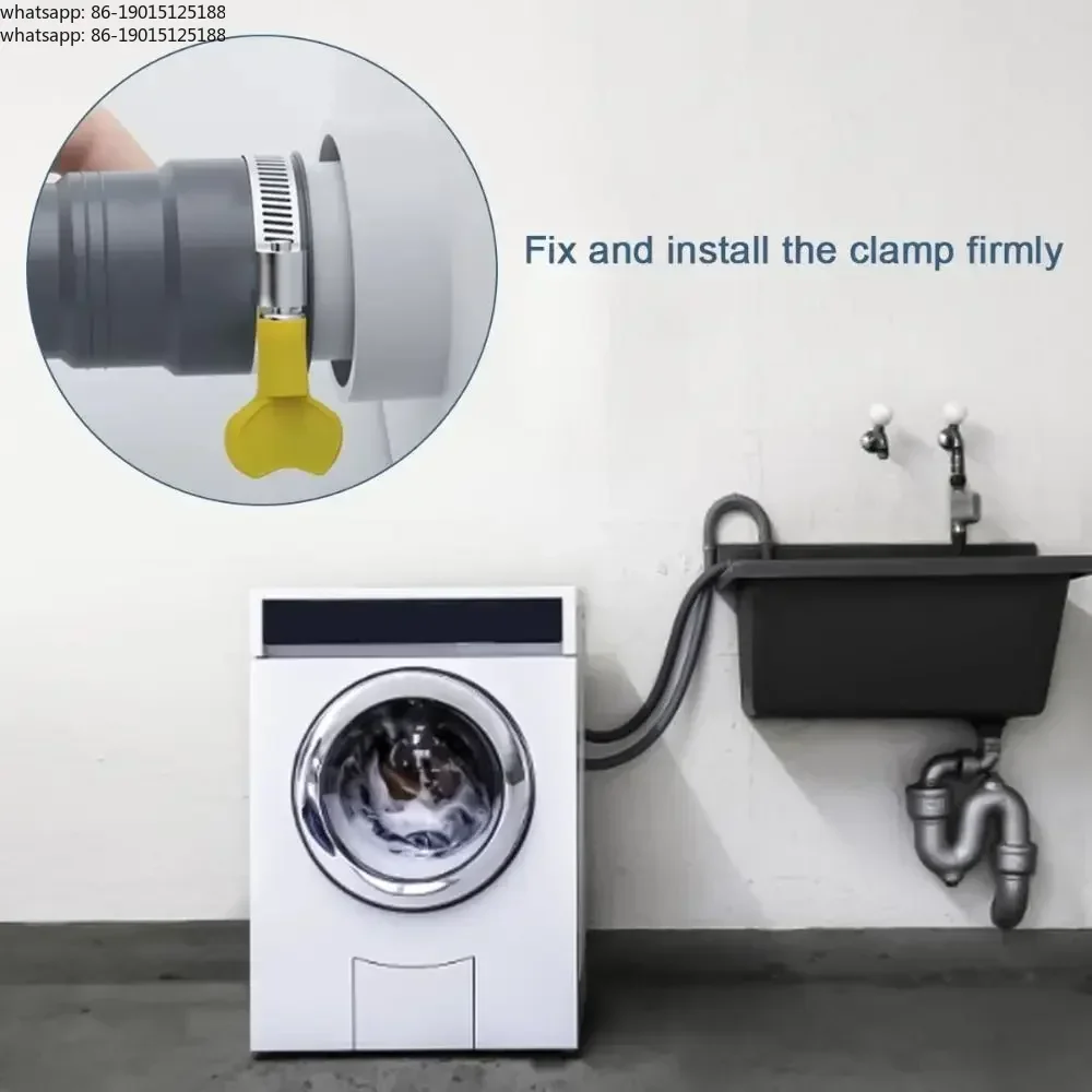 1/1.5/2/3/4m  Drain Pipe Washing Machine Dishwasher Drain Waste Hose Extension Pipe Corrugated Tube With Hose Clamps Set