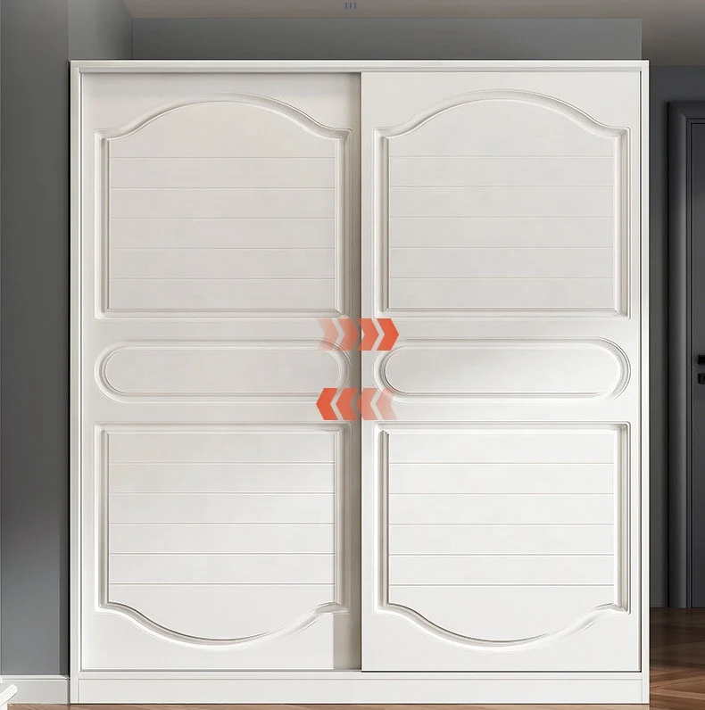 Wardrobe household bedroom cabinet modern simple wooden rental simple large wardrobe sliding door