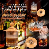 2025 Premium Whiskey Smoker Kit w/6 Flavored Wood Chips & Stainless Filters, Quick-Smoking Bar Tool for Home/Dad Gifts