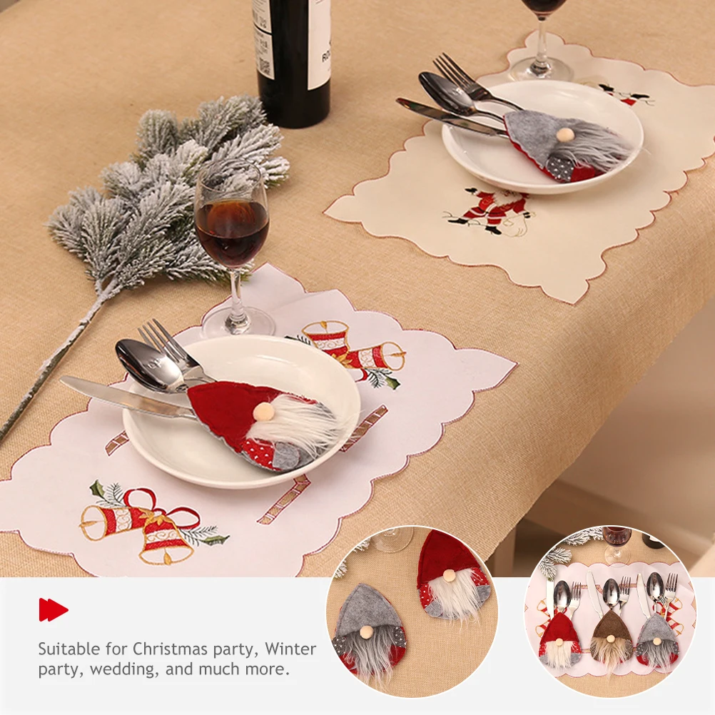 

6 Pcs Christmas Cutlery Set Xmas Silverware Holders Kitchen Utensil Nordic Pocket Thanksgiving Sleeves Cloth Cutter Fork Elder