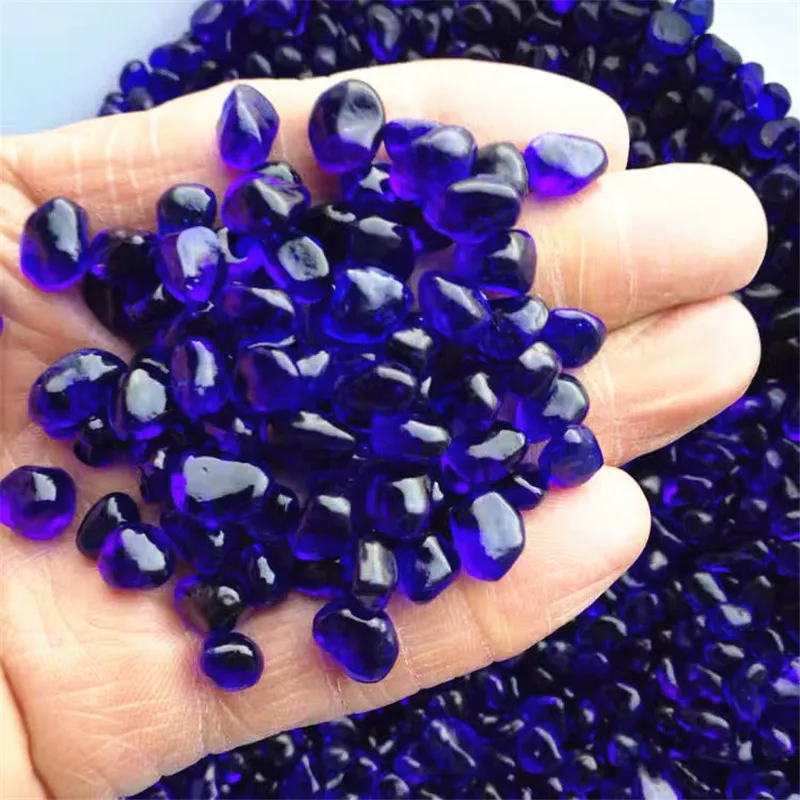 1000g blue Glass Gravel Coloured Glaze Crystal Buddha Aquarium Fish Tank Vase Stones 8-12mm Natural Quartz Crystals view 2