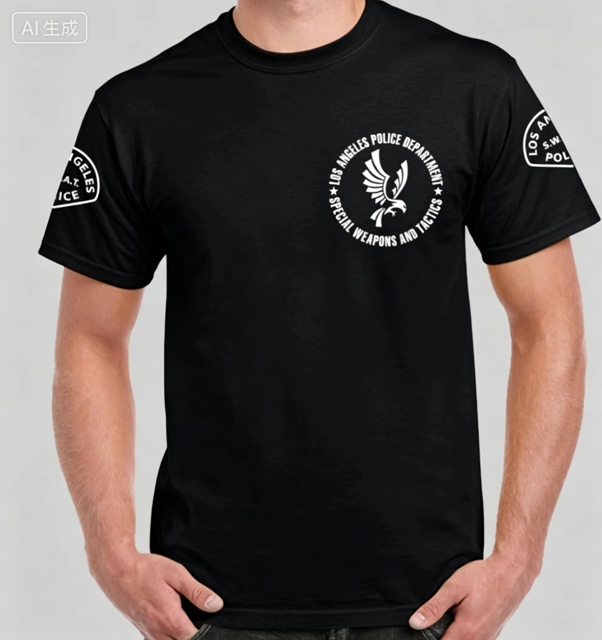Camiseta de algodón para hombre, estilo SWAT, táctica, urbana, resistente, inspirada en el ejército, informal, estilo streetwear, nueva colección de verano 2026 de la Policía de Los Ángeles