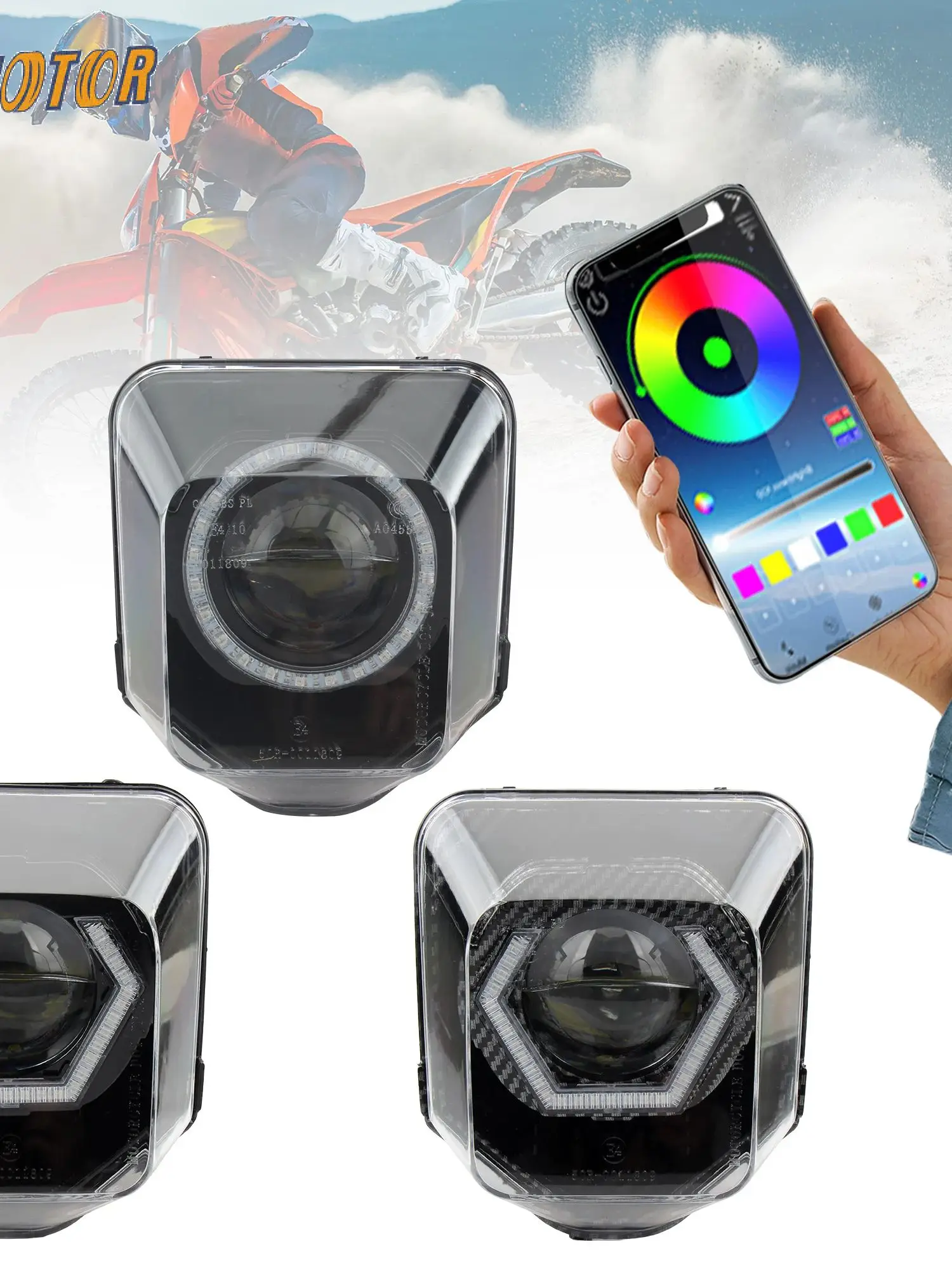 E4 Goedkeuren Motorfiets LED Koplamp HD Programmeerbare Koplamp Voor Husqvarna FC TC TE FE 125 250 300 350 450 501 701 250i 300i - afbeelding 2