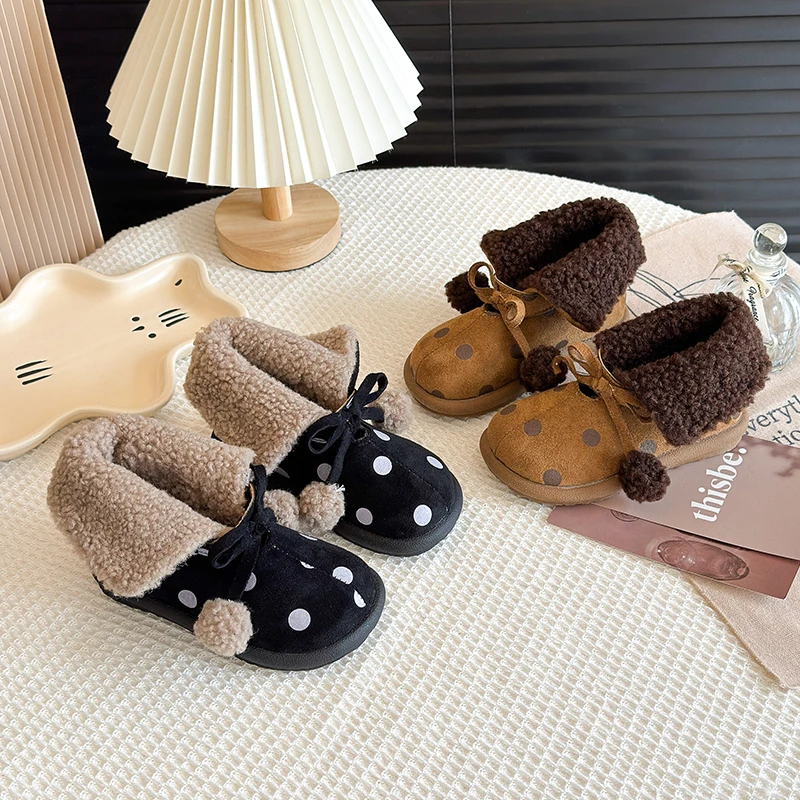 

2025 Winter New Children Princess Ankle Boots for Girls Fashion Korean Style Soft Bottom Anti-slippery Versatile Keep Warm Shoes