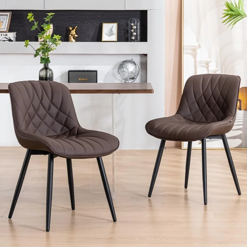 

Dining Chairs Set of 2 Mid Century Modern Kitchen Chair Comfortable Upholstered Faux Leather Dinner Chairs for Kitchen