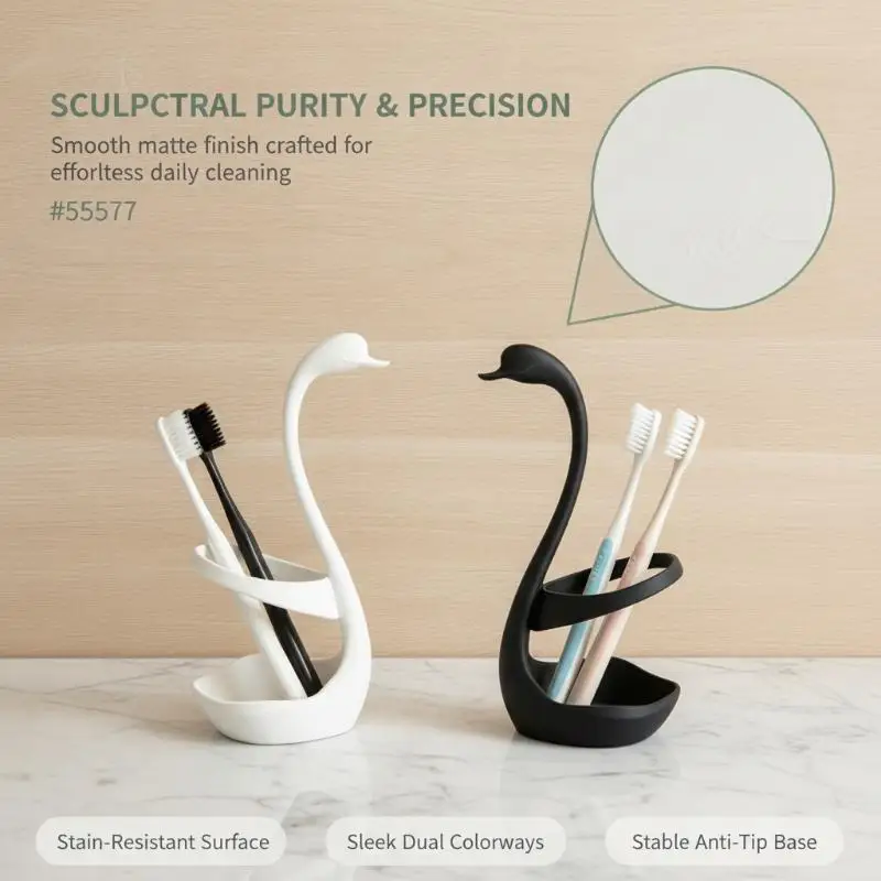 Swan Toothbrush Holder Creative Swan Shape Bathroom Storage Rack Multifunctional Drain Organizer For Bathroom Countertop