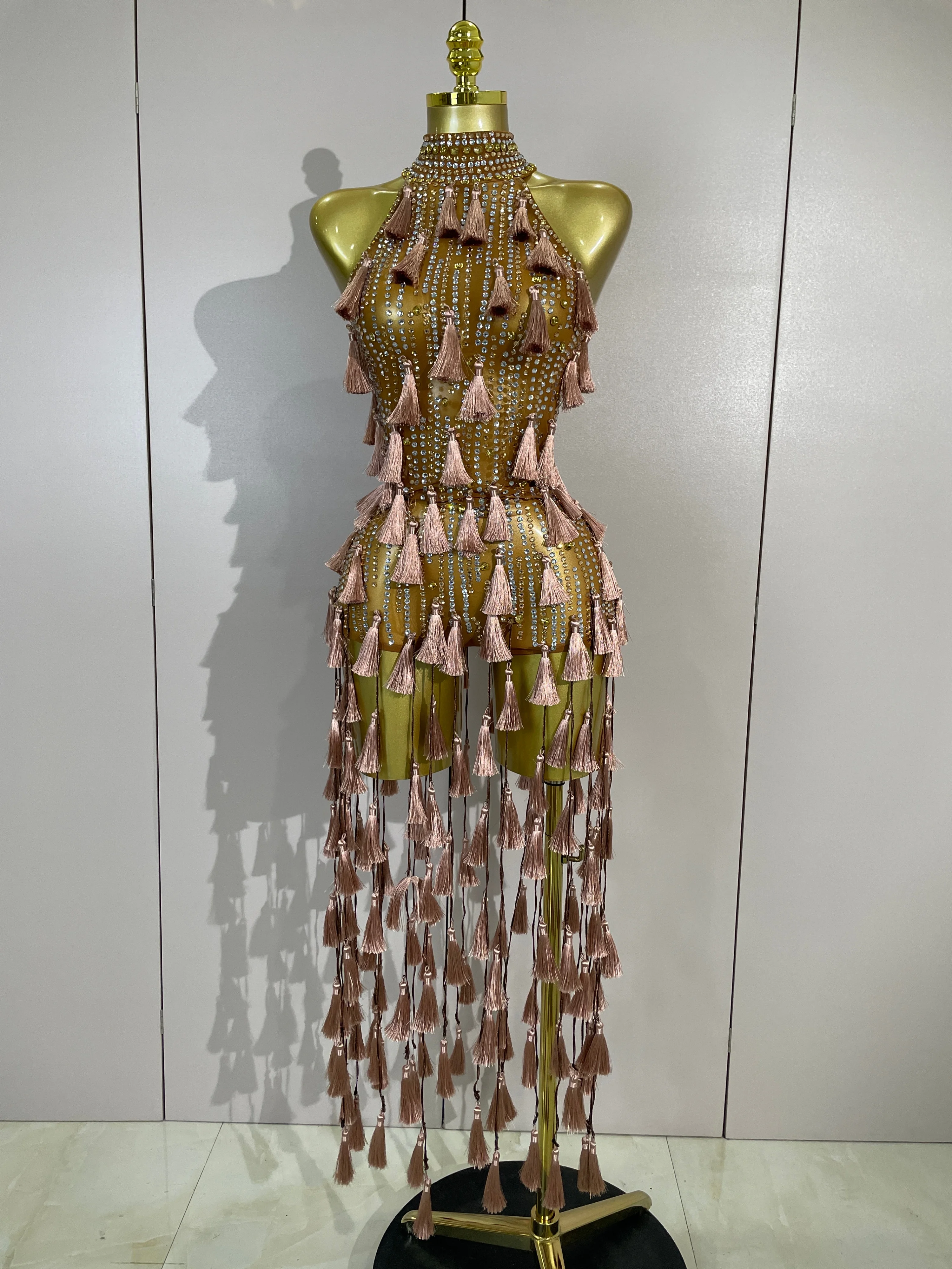 Women Sexy Mesh See Through Diamonds Bodycon Bodysuits Luxury Birthday Evening Party Dancer Nightclub Stage Performance Outfit