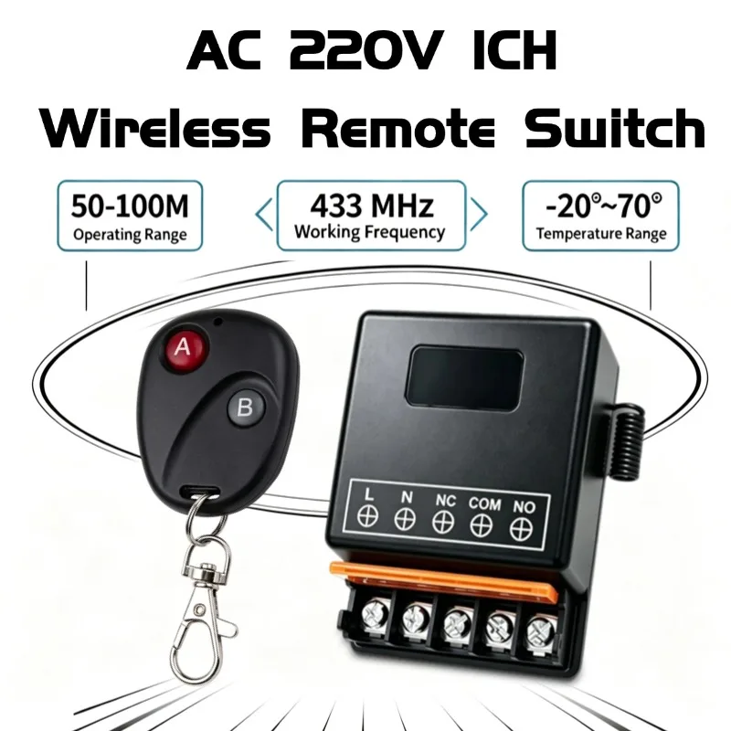 RF433Mhz Wireless Remote Control Switch AC 220V 110V Relay Receiver Transmitter for Water Pump Motor LED Electric Appliance