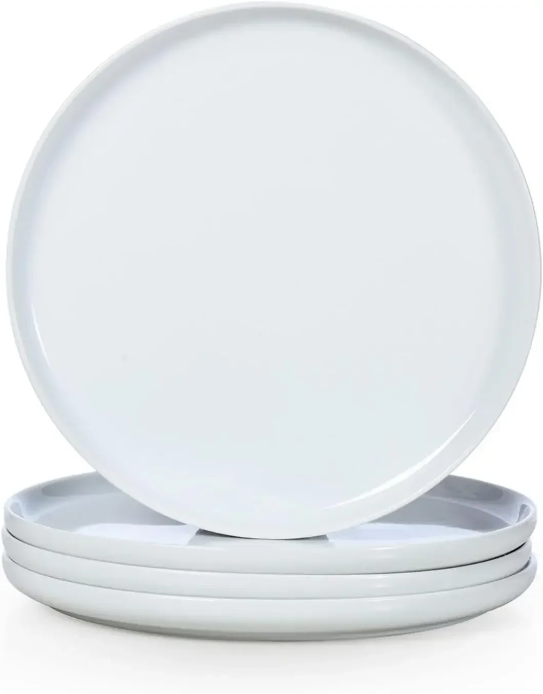 WishDeco Speiseteller 4er Set, Essteller Porzellan Weiß Φ25cm, Teller Groß for Salat, Pasta, Meat,