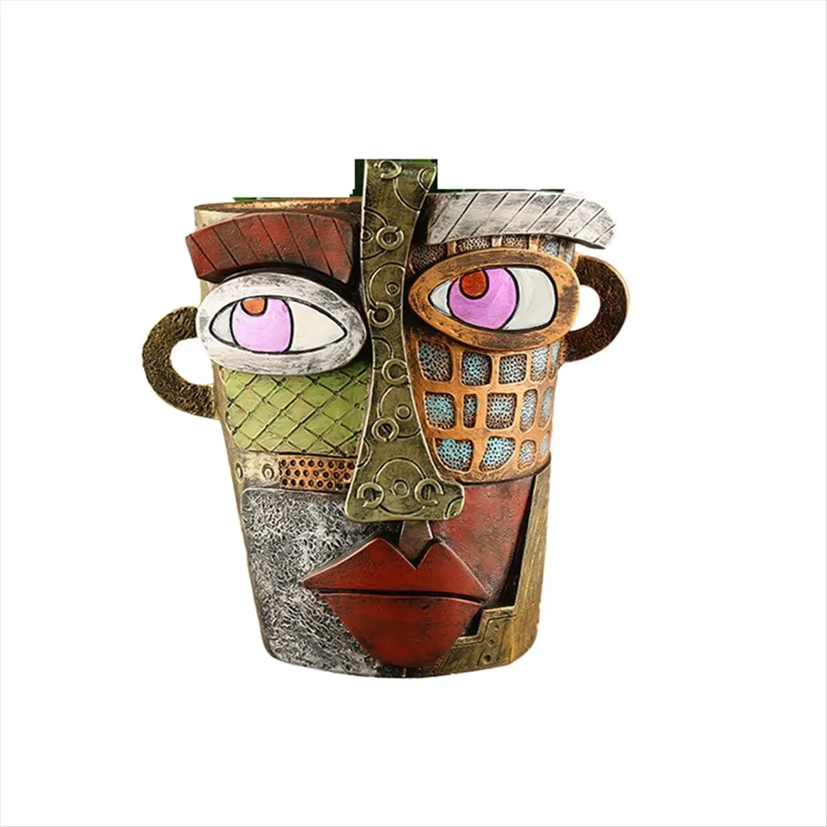 MALL Abstract Rainbow Head Planter, Graffiti Face Planter with Drainage, Flower Plant Pots for Indoor Plants A Small Size
