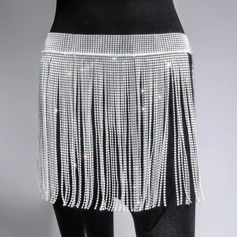2023 Damen-Rock mit hoher Taille und Pailletten, sexy Club-Kette, Faion-Crossbody-Rock, Baumwolle, A-Linien-Rock, seitlicher Reißverschluss