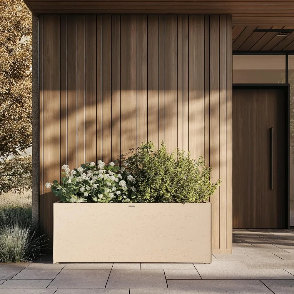 Большой прочный открытый бетонный горшок, 42 прямоугольника с дренажем, устойчивый к атмосферным воздействиям для использования в саду