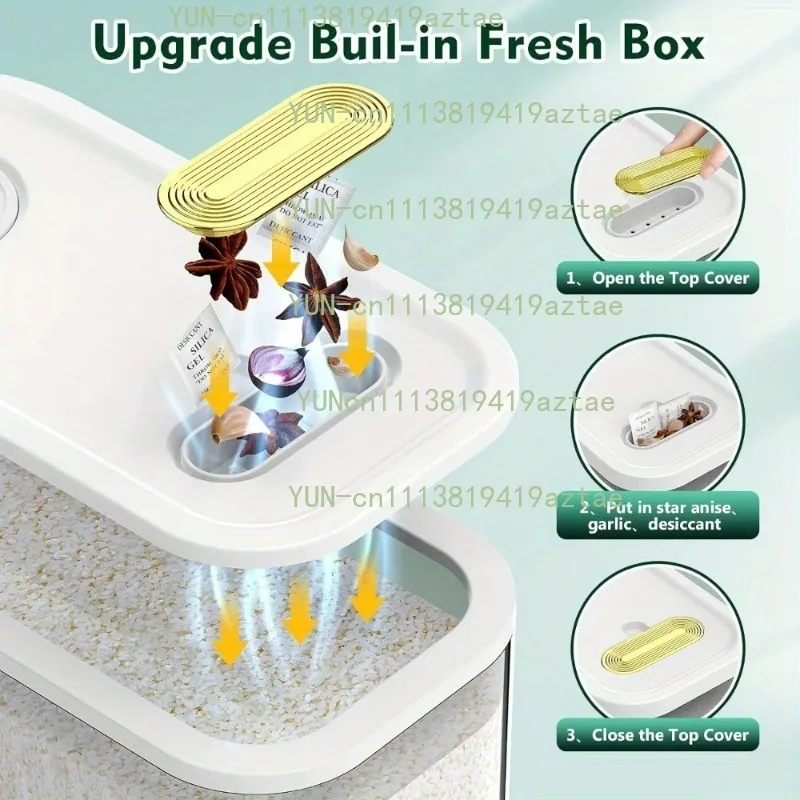 5KG/10KG Dry Food Storage Container, Rice Dispenser with Measuring Cup & Time Markers