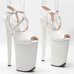 Leecabe 23CM/9inches Snake  PU upper fashion trend exotic Platform Sexy  High Heels Sandals Pole Dance shoes