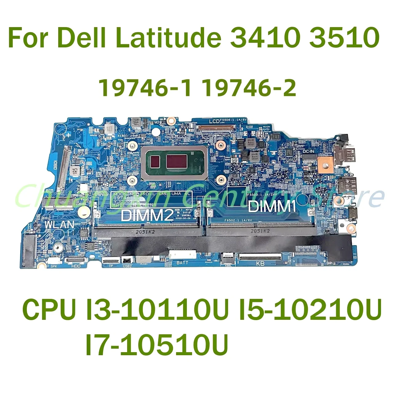 Suitable for Dell Latitude 3410 3510 Laptop Motherboard Version 19746-1/-2, CPU I3 I5 I7-10TH Testing Fully Shipped