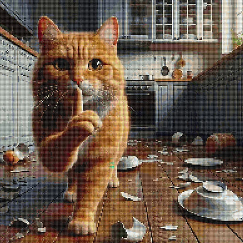 النبي الماس اللوحة القط الحيوان كامل مربع جولة فسيفساء صورة من الاكريليك التطريز جدار ديكور