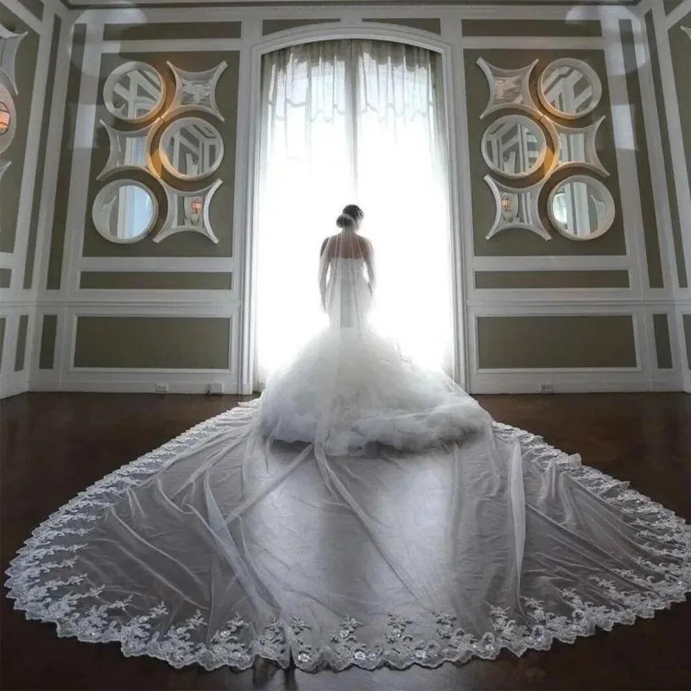 

Белая слоновая кость 5 м длинная вуаль Mariage WED LACE Свадебная фата 1-слойная фата из тюля с расческой Свадебные аксессуары Veu De Noiva