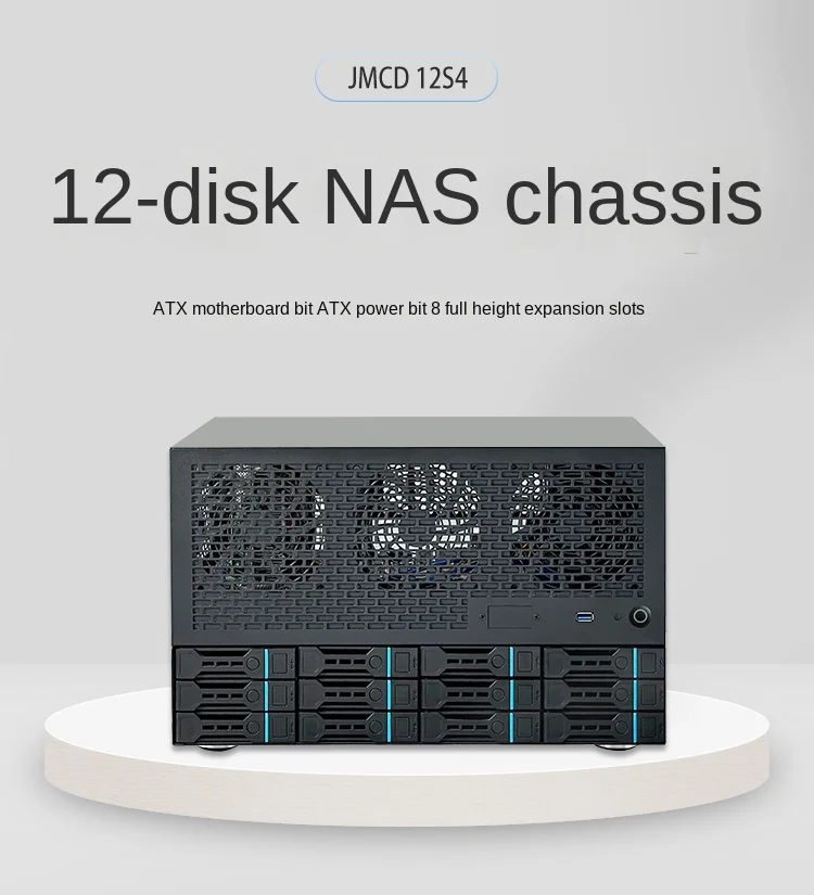 12 Bay NAS Chassis, ATX Motherboard, ATX Power Supply, 8 Full