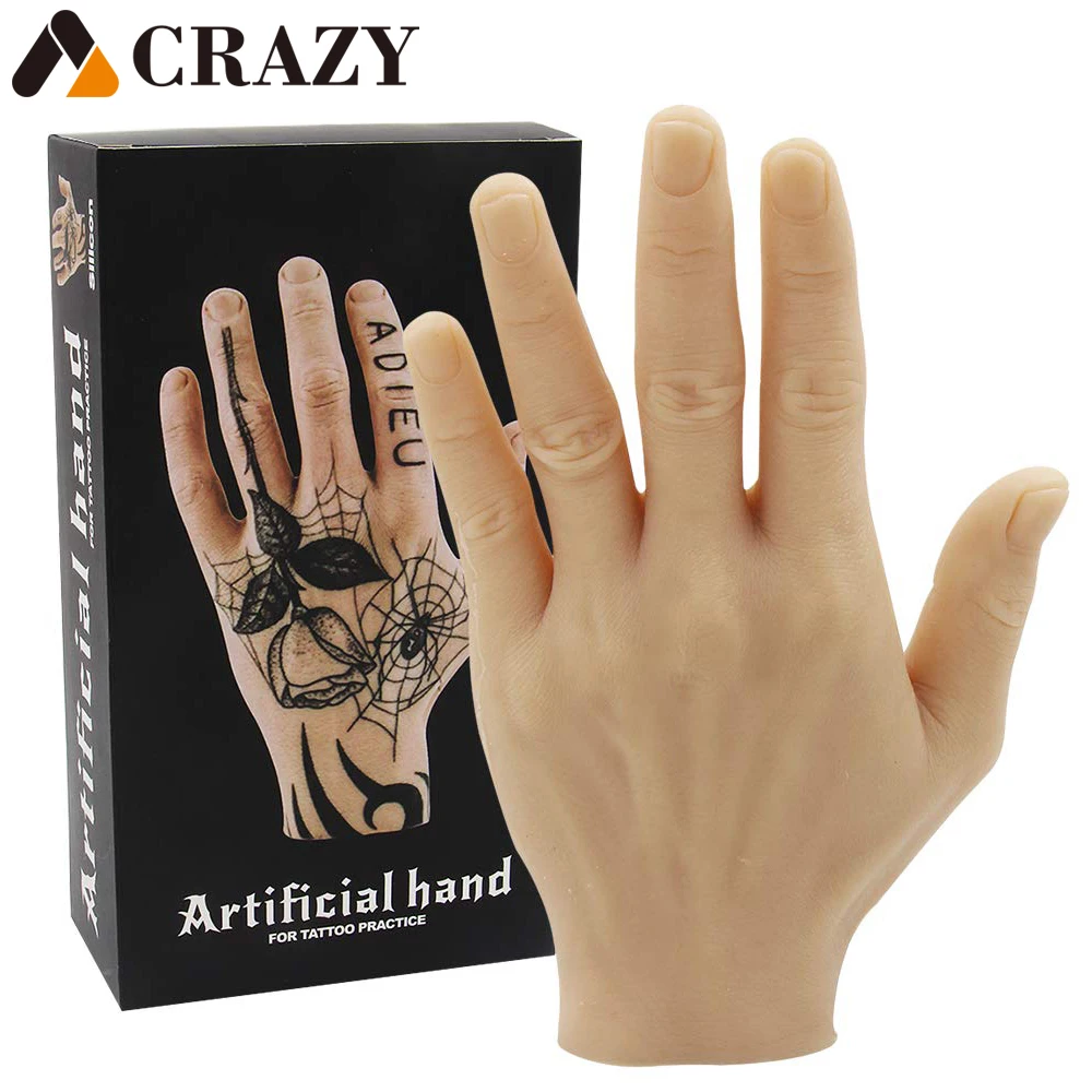 3D Silicone Tattoo Practice Fake Hand Left Right Tattoo Hand Practice Skin Dummy Fake Tattoo Skin for Tattoo Beginner Practice