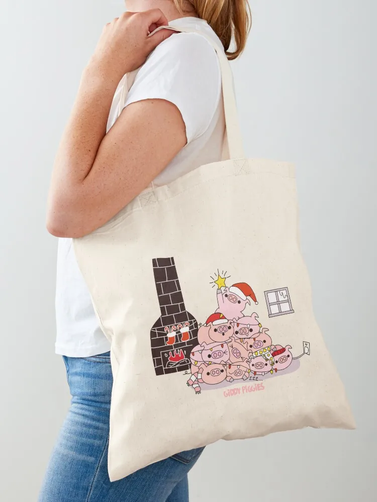 

Giddy Piggies Christmas Tree Tote Bag hand bag ladies bag luxury women Customizable tote Handbags