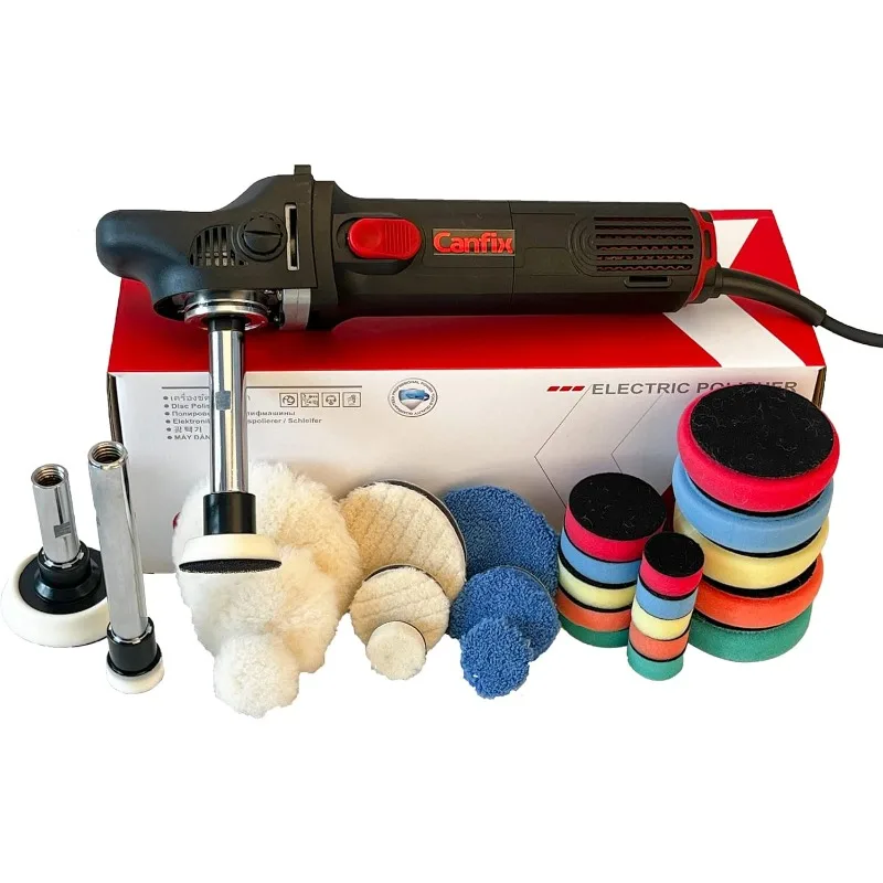 Mini Rotary Car Polisher Machine Buffing with Pads and M14 Extension Shafts