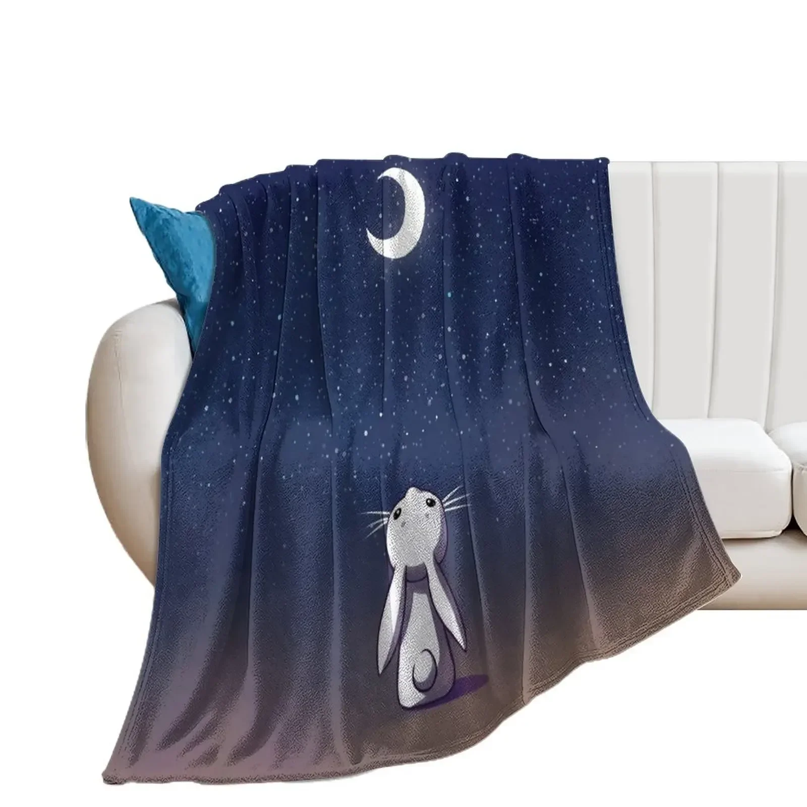 

Moon Bunny Throw Blanket warm for winter Thermals For Travel Summer Extra Large Throw Blankets