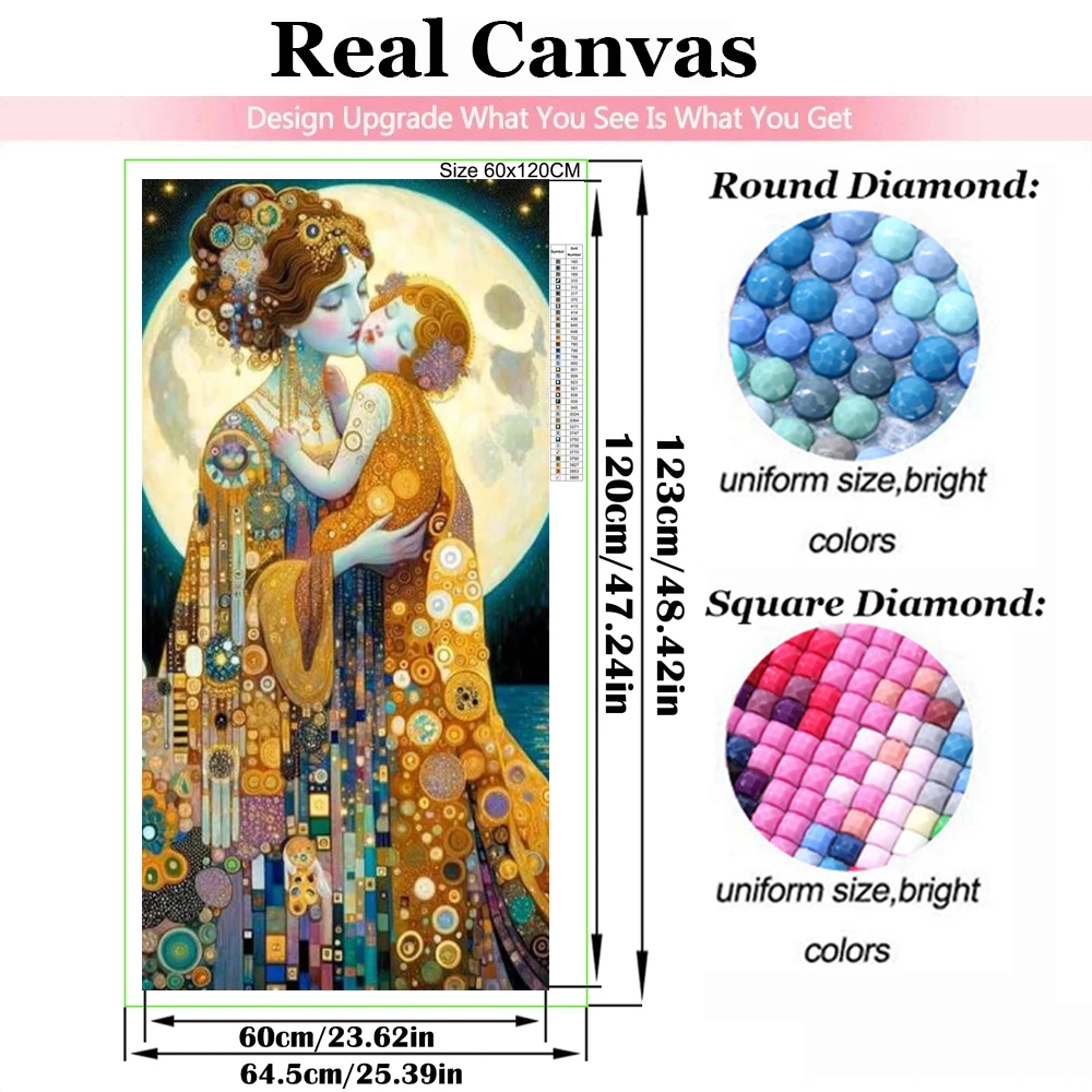 Golden Mother Baby Kiss Diamond Painting New 2024 Full Square Round Diamond Mosaic Pattern Needlwork Diamond Embroidery Art Home