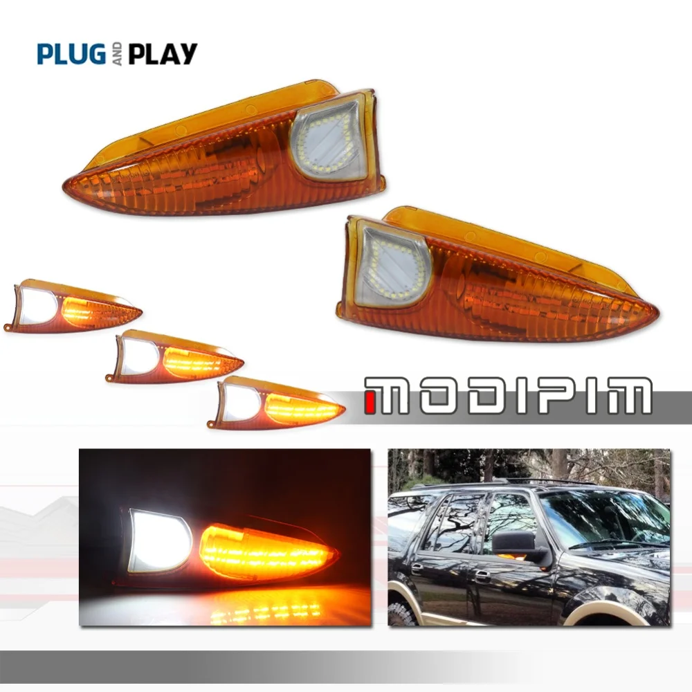 

Dual-color LED Car Front Side View Mirror Turn Signal Lights Puddle Lights For Ford Expedition For Lincoln Navigator 2003-2006