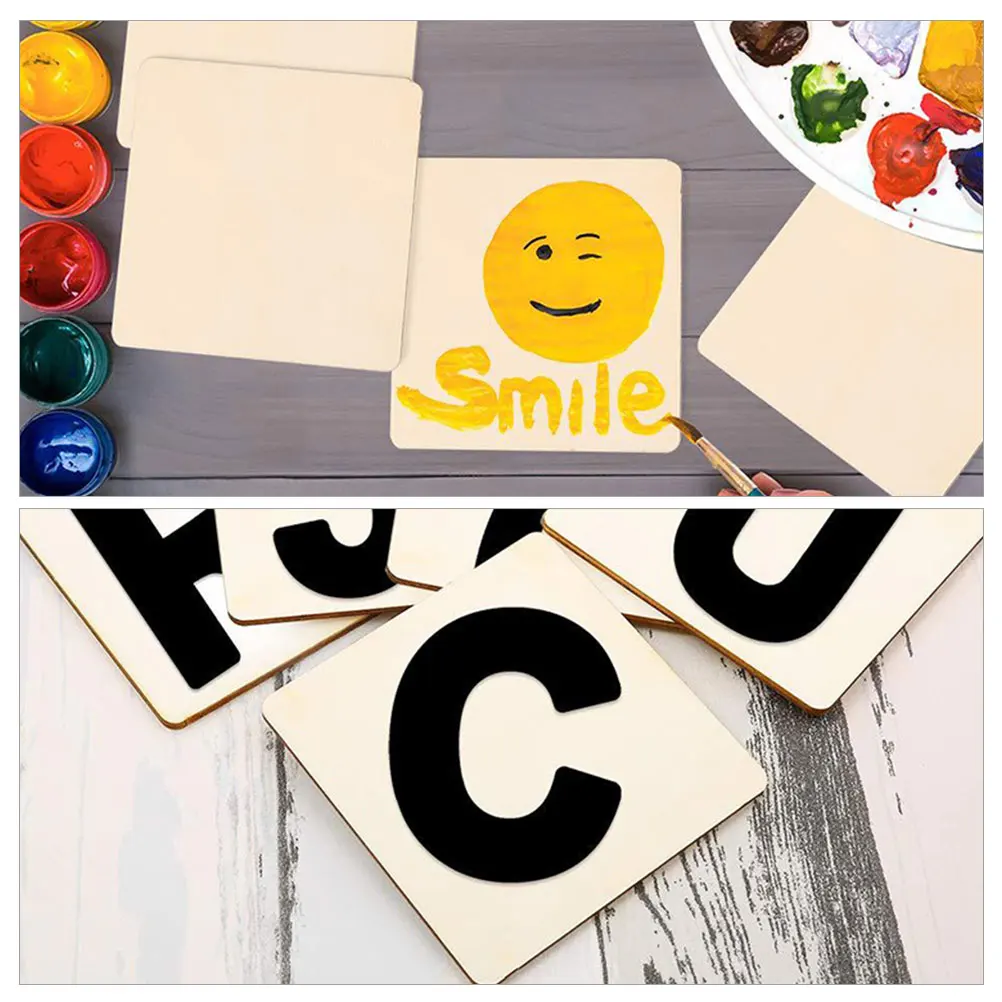 

30Pcs Quality Wooden Chips Diy Square Slices For Creative Diy And Home Accessories