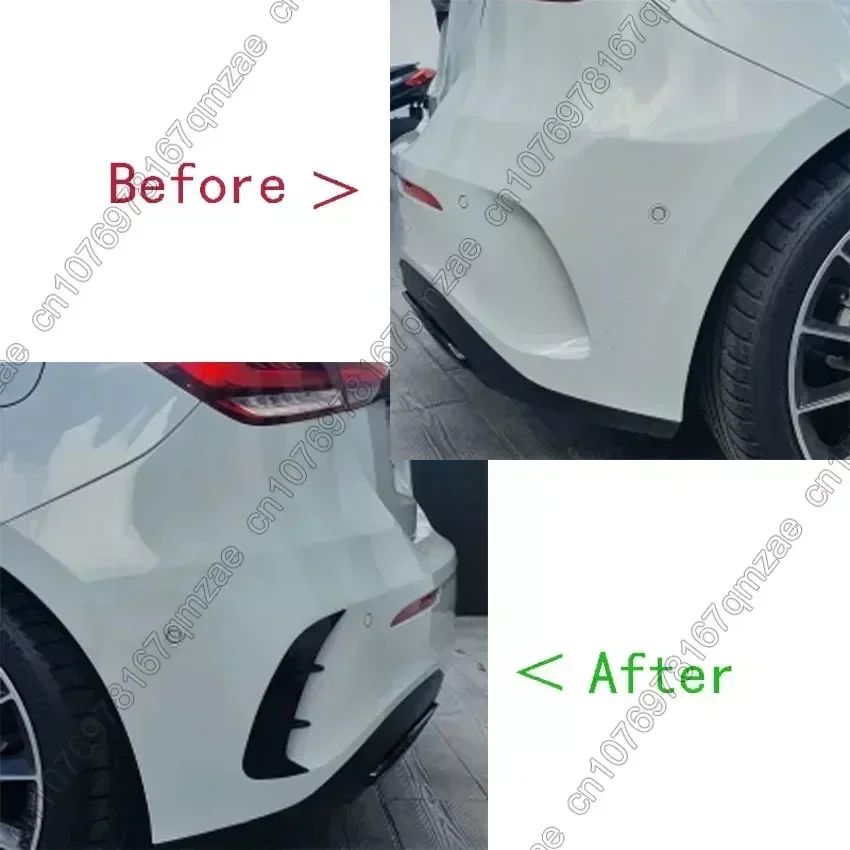 For Mercedes Benz A Class W177 A180 A200 A220 AMG Hatchback 2018-2023 Rear Bumper Trim Lip Spoiler Stickers Fender Canards Black