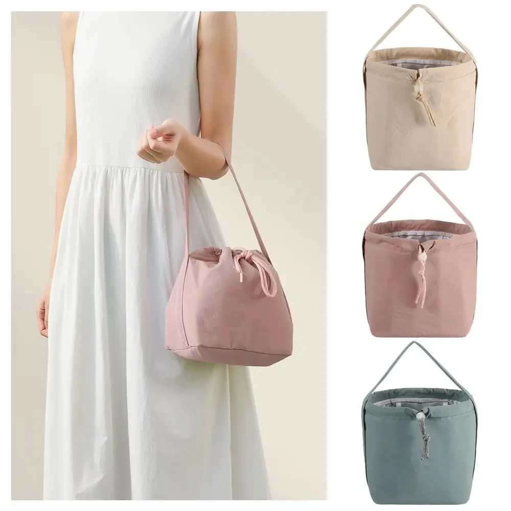 Portable Lunch Box Bag Insulated Solid Color Picnic Bag Large Capacity Hand-Held Waterproof Hand Bag For Students Office Workers